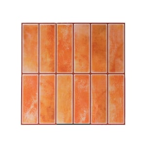 Piastrelle adesive arancioni per paraschizzi, piastrelle decorative in terracotta per la casa