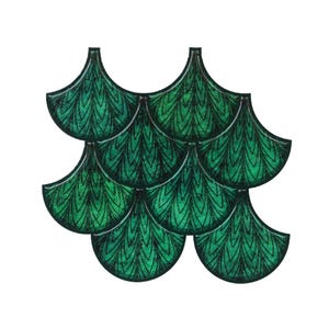 Emerald Green Fan-Shaped Peel and Stick Tile – Glossy Self-Adhesive Backsplash, Modern Wall Decor by MOSAICOWALL - Style 244