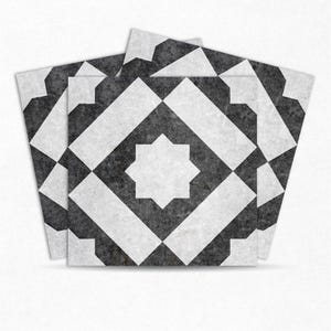 Black & White Floor Tile Sticker Panel, Peel and Stick Decal, Vinyl Floor Tile Sticker, Floor decals,  From Mosaicowall  FST022