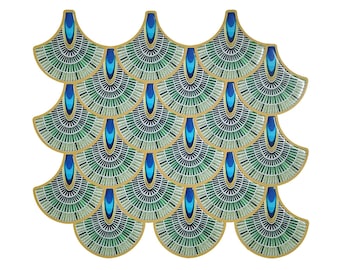 Peacock Peel And Stick Backsplash, Emerald Green 3D Gel Tiles