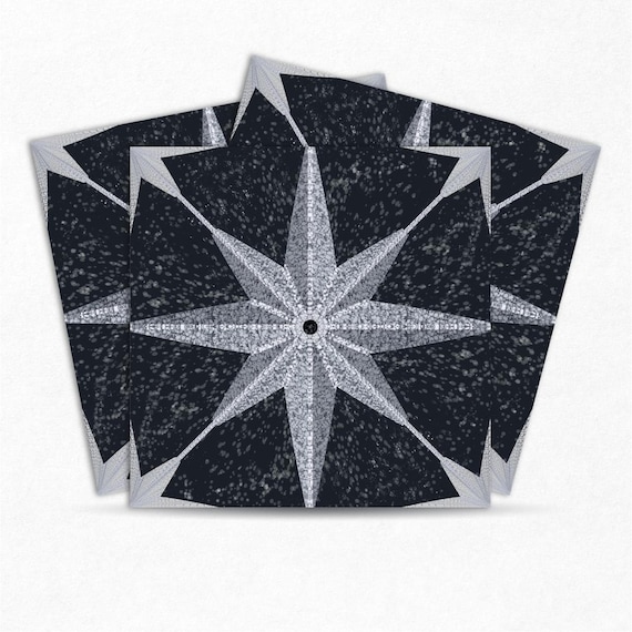 Star Mosaic Vinyl Floor Tile Set, Temporary Flooring, Rental Safe Decor