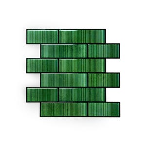 3D Peel and Stick Tile Emerald Green Fluted Backsplash Wall Tiles