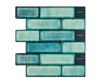 Teal Blue Peel and Stick Backsplash Tiles, Self-Adhesive Wall Decor