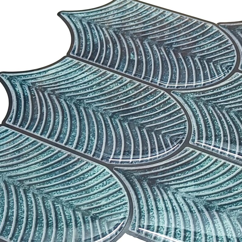 Teal Blue Shell Peel and Stick Wall Tile: Kitchen Backsplash - Etsy