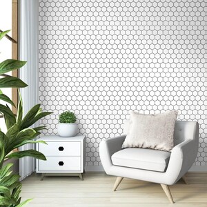 3D peel-and-stick hexagon tile sheet for kitchen backsplash; white/gray glossy tiles with self-adhesive backing