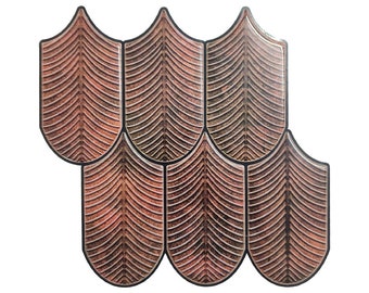 Rustic Copper Peel And Stick Wall Tile | Kitchen Backsplash Self Adhesive Tiles For Home Décor From Mosaicowall - Style 198 (Shape: Shell)