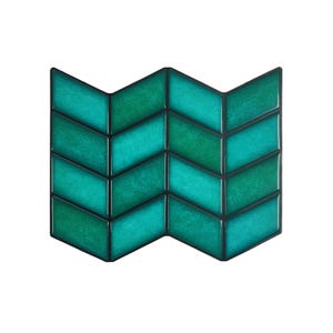 3D-wandtegel met chevron-wandtegel: groenblauwe keukenachterwandtegel