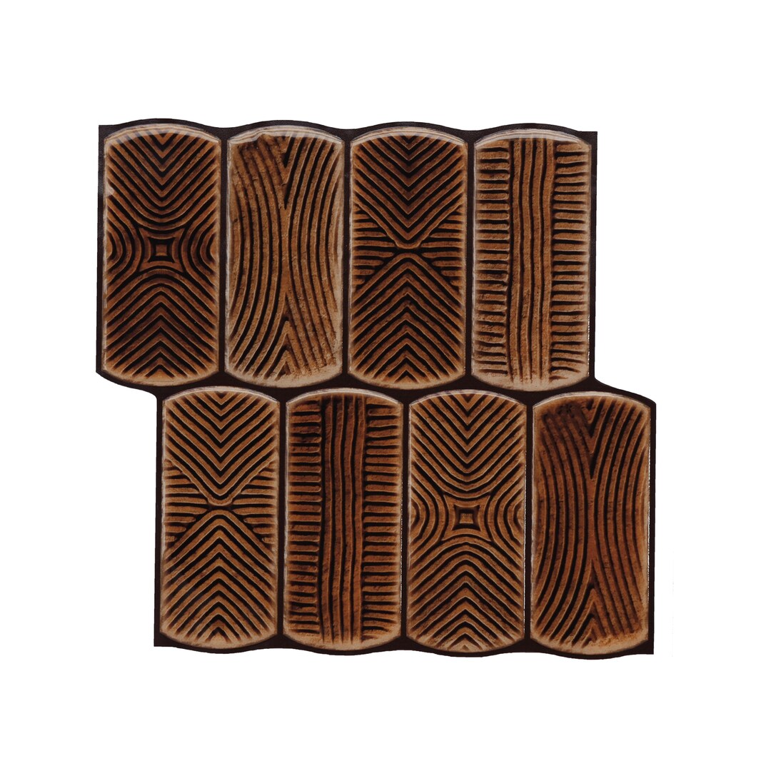 Capsule Pattern Tile Rustic Brown Capsule Peel and Stick Tile – Textured Art Deco Backsplash ...