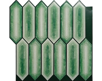Fern Green Long Hexagon Peel And Stick Wall Tile | Kitchen Backsplash Tiles | Self Adhesive Tiles For Home Décor Mosaicowall - Style 217