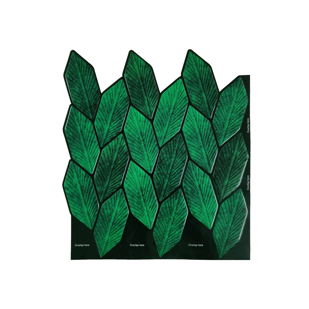 Leafy Emerald Green Peel and Stick Wall Tile Kitchen Backsplash Tiles Self Adhesive Tiles for