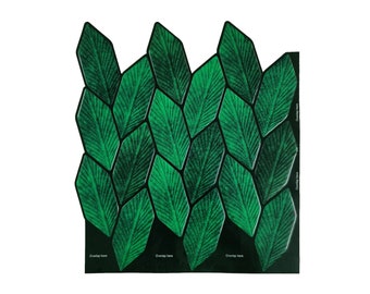 Leafy Emerald Green Peel And Stick Wall Tile | Kitchen Backsplash Tiles | Self Adhesive Tiles For Home Décor From Mosaicowall - Style 131