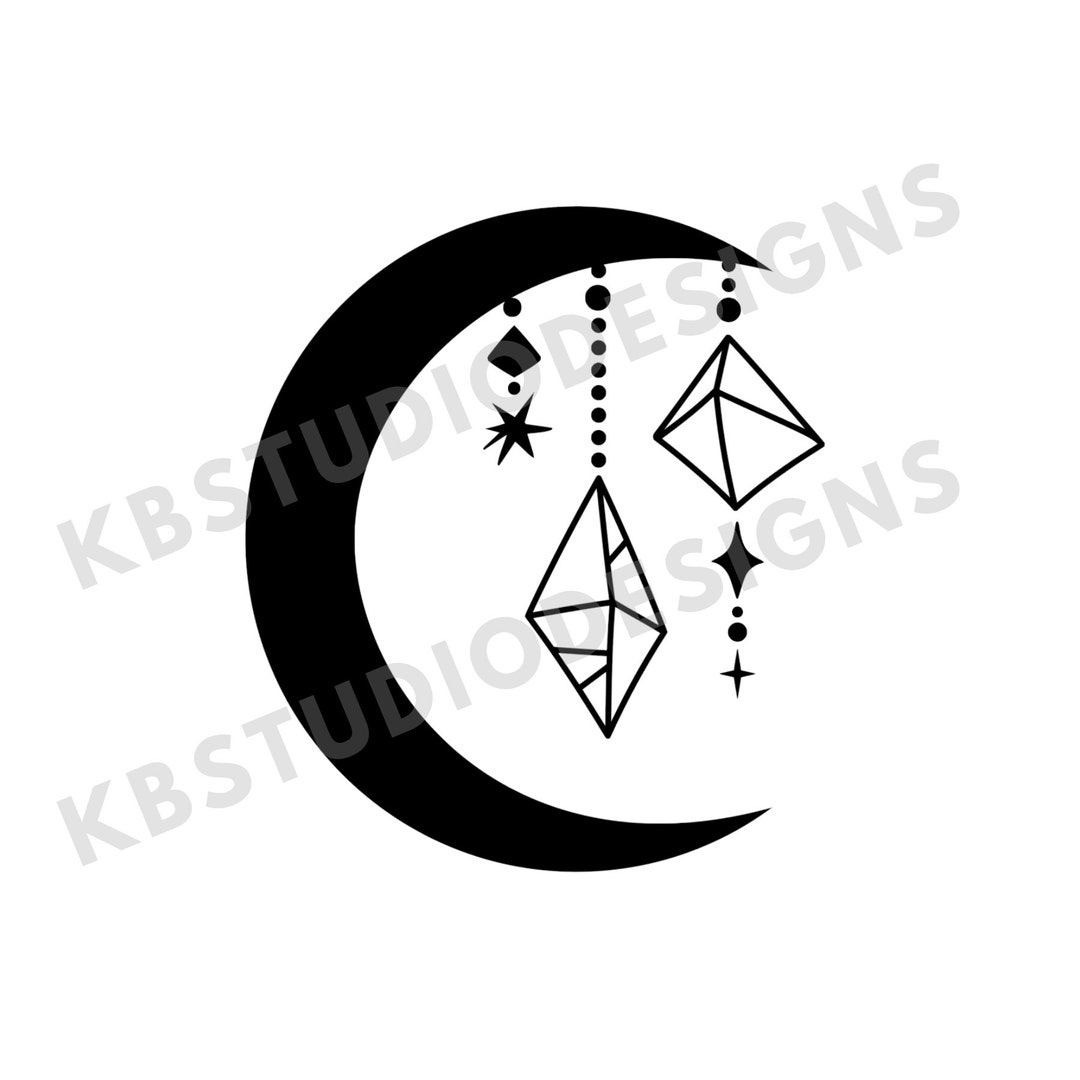 Crystal Moon SVG, PNG, JPG, Crystal Svg, Cricut, Silhouette Cameo, Cut