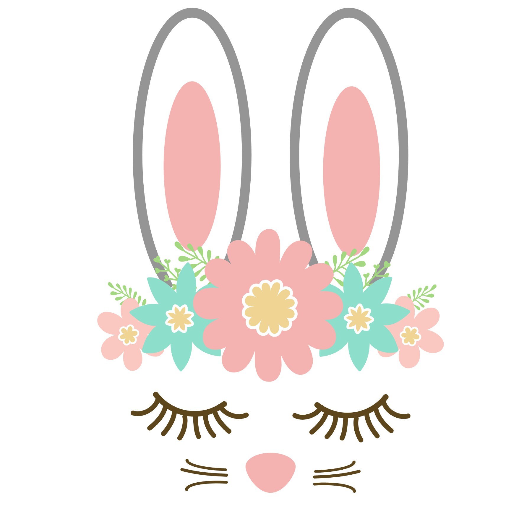 Download Bunny with flowers SVG PNG jpg Easter svg Cricut | Etsy