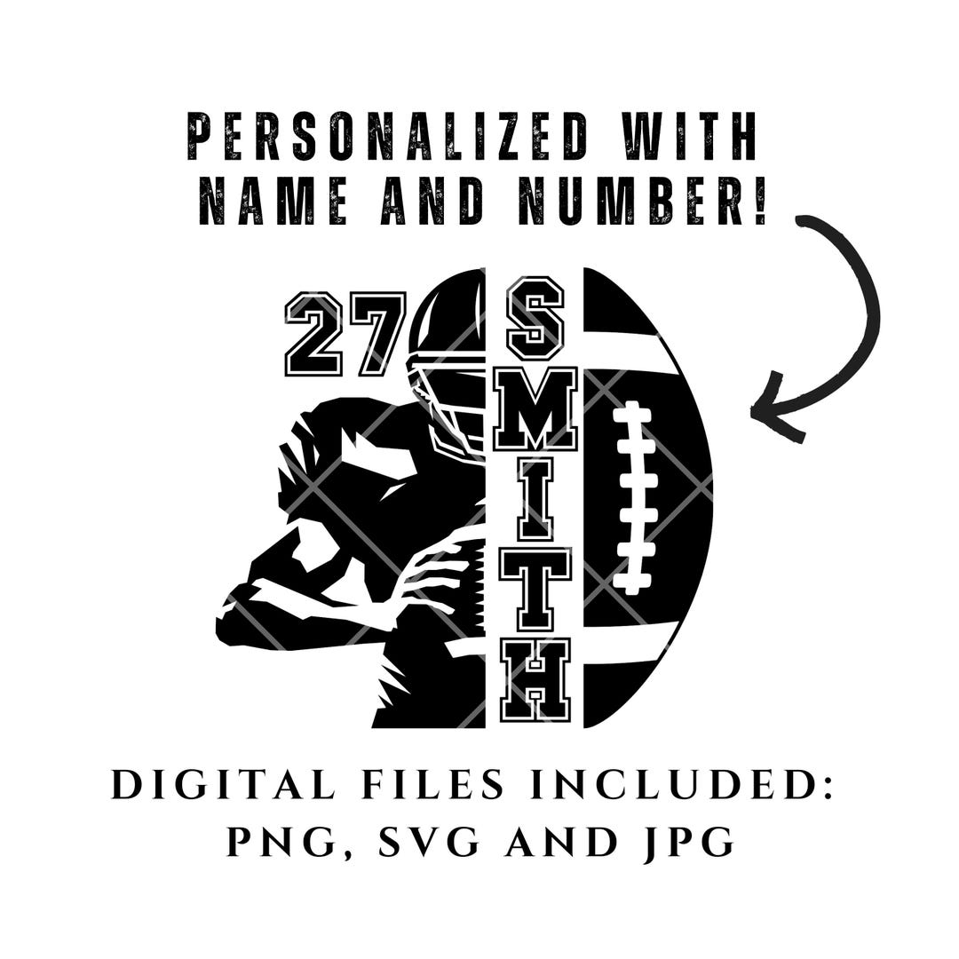 Custom Football Name and Number Svg Png Jpg, Football Mom, Personalized ...