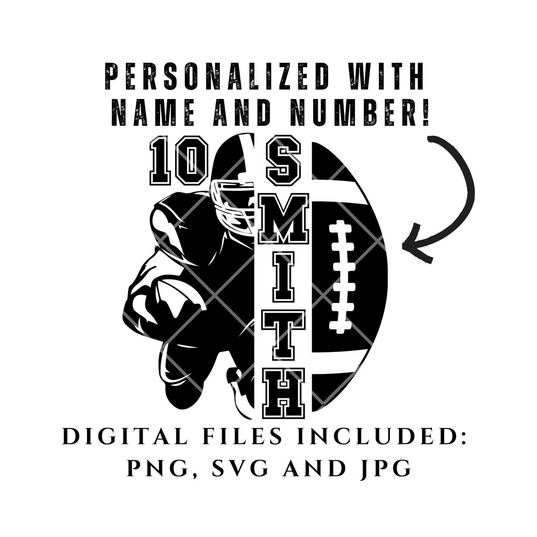 Custom Football Name and Number Svg Png Jpg, Football Mom, Personalized ...
