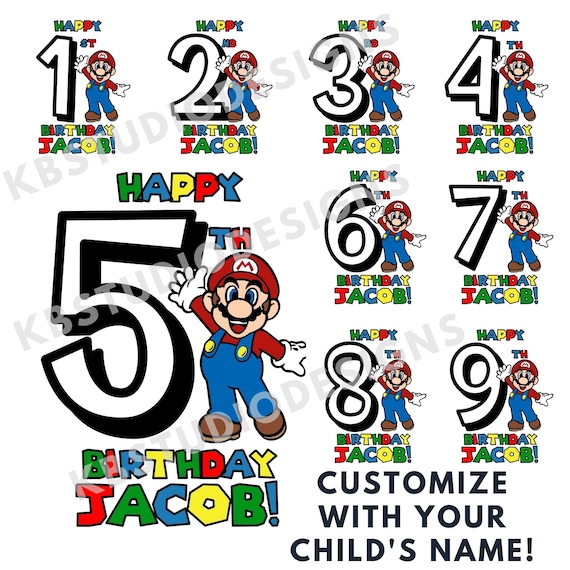 CARTES INVITATION ANNIVERSAIRE Super Mario par 5 - 12 ou 16 EUR 6