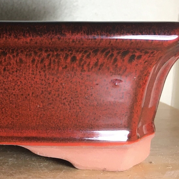 10 Glazed bonsai pot,bonsai,bonsai planter,bonsai pot with tray,red bonsai pot,bonsai pot handmade,10 bonsai pot,handmade bonsai pot