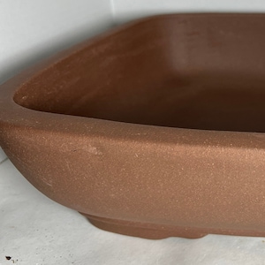 Handmade Unglazed Rectangular Bonsai Pot (14.5" x 11.25")