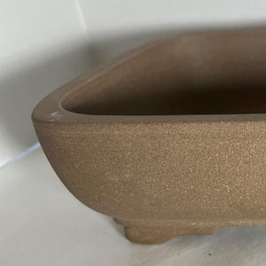 Handmade Unglazed Rectangular Bonsai Pot - 10 inch