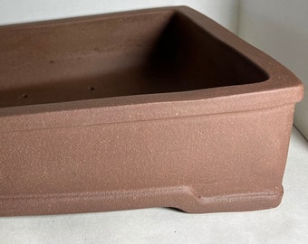 14 inch Handmade Unglazed Bonsai Pot: Red/Brown Ceramic Planter