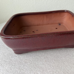 10-inch Glazed Ceramic Bonsai Pot with Tray: Handmade Clay Planter