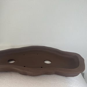 Handmade Unglazed Ceramic Bonsai Pot, 25-inch Forrest Planter, Shallow Dish