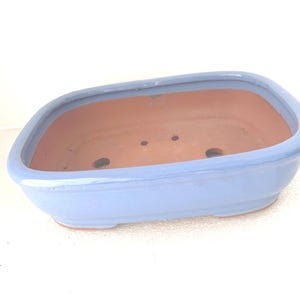Handmade Glazed Ceramic Bonsai Pot, 10 inch Rectangular