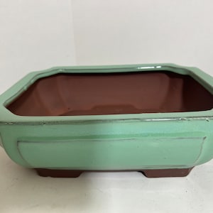 10 inch bonsai pot, handmade bonsai pot,bonsai pot 10,glazed bonsai pot,bonsai pot ceramic,bonsai planter,bonsai pot green,square bonsai pot