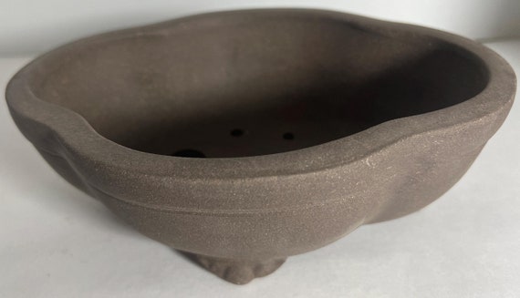 Handmade Brown Unglazed Bonsai Planter Pot, 8 inch