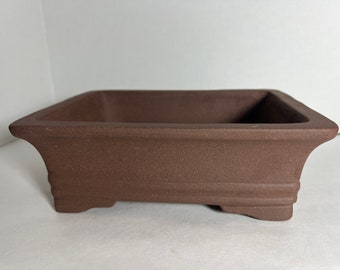 Handmade 8" Unglazed Red Ceramic Bonsai Pot