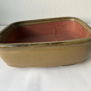 Handmade Glazed Ceramic Bonsai Pot: 12-inch Rectangle Planter