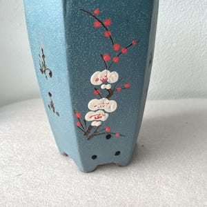 Handmade Ceramic Cascade Bonsai Pot: Etched Floral Design, 7 inch