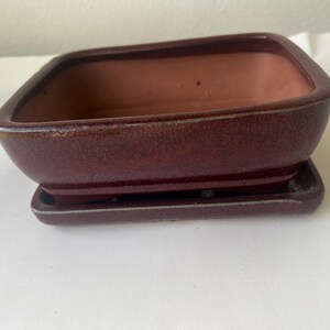 Handmade Glazed Bonsai Pot with Humidity Tray - 8 inch