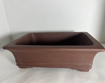 Handmade Unglazed Bonsai Pot: 9 3/4" Red Ceramic Planter