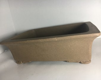 Handmade Unglazed Bonsai Pot: 10-inch Rectangular Planter