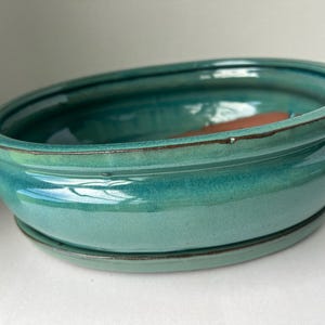 10 inch bonsai pot,bonsai pot with tray,ceramic bonsai pot,handmade bonsai pot,bonsai planter,bonsai pot green,bonsai pot with tray,bonsai