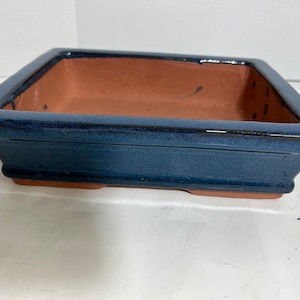 10 inch bonsai pot,bonsai planter blue,bonsai pot handmade,glaze bonsai pot,bonzai tree pot.glazed bonsai pot,blue bonsai pot