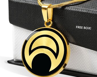 Lunula-hanger: ketting van chirurgisch staal, 18k gouden afwerking