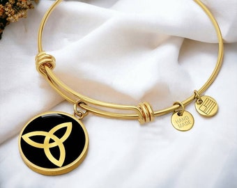 Triquetra Bangle Bracelet: 18k Gold Surgical Steel