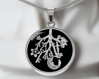 Cimaruta Pendant: Italian Folk Amulet, Surgical Steel Necklace