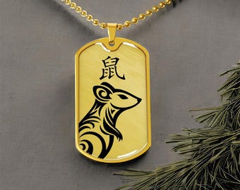 Year of the Earth Rat Dog Tag Necklace