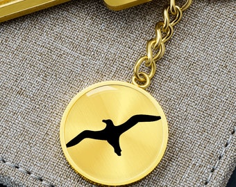 Albatross Graphic Keychain: Gold Finish Bird Pendant