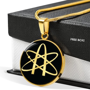 Atheist Symbol Necklace: Gold Finish Surgical Steel Pendant
