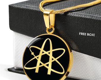 Atheist Symbol Necklace: Gold Finish Surgical Steel Pendant
