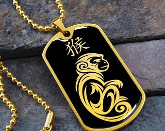 Year of the Water Monkey Dog Tag Necklace