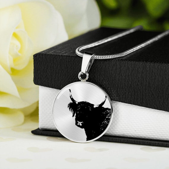 Collana Divertente Con Mucca Delle Highland "Beware Crazy Highland Cow Lady", In Acciaio Inox, Regalo Per Amanti Animali - 3
