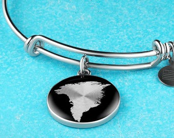 Greenland Map Bangle Bracelet, Surgical Steel Jewelry