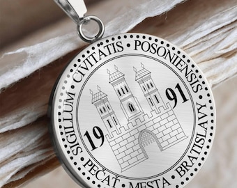 Bratislava Necklace: Surgical Steel Circle Pendant, Slovakia Gift