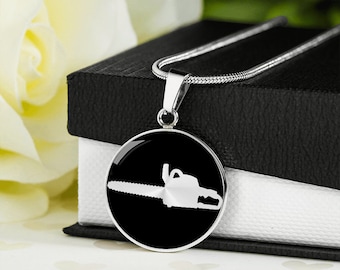 Chainsaw Pendant Necklace: Surgical Steel, Lumberjack Gift