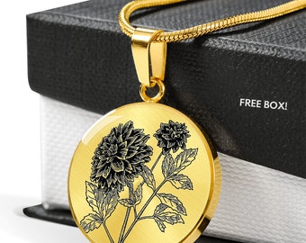 Halsband med dahliablomma: 18k guldfinish